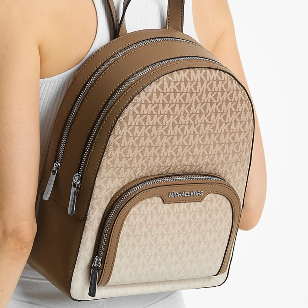 Michael Kors Jaycee Medium Ombré Signature Logo Backpack Husk NWT